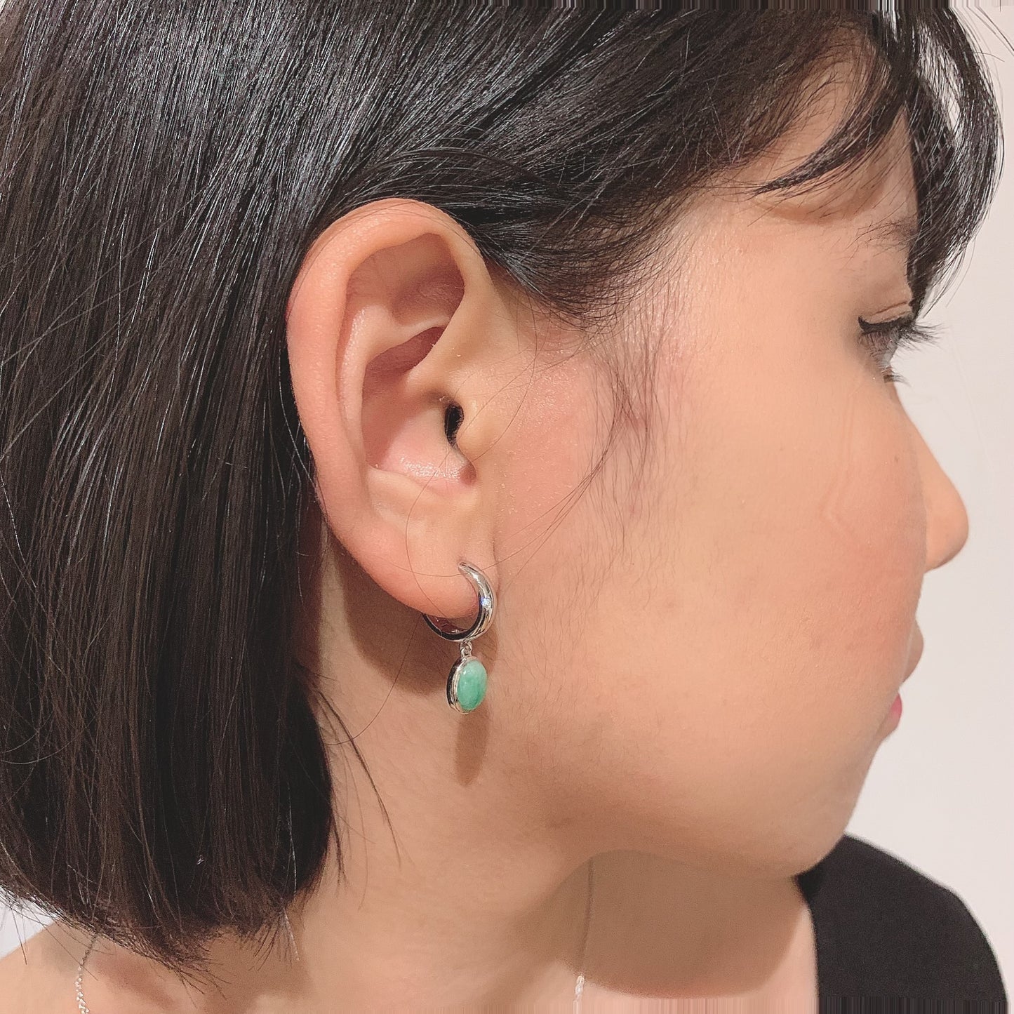 Petit Point Hoop Jade earring